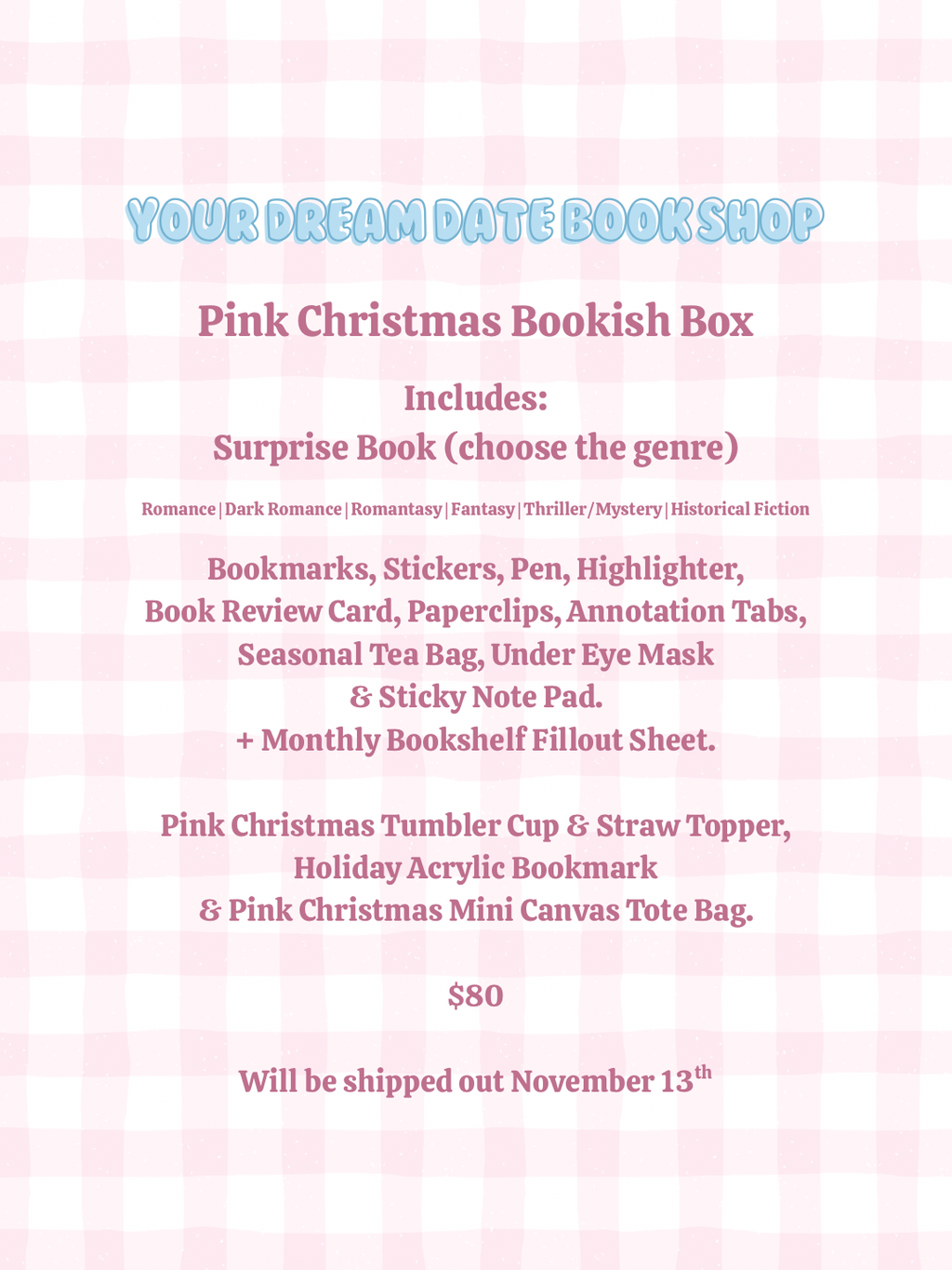 Pink Christmas Bookish Box