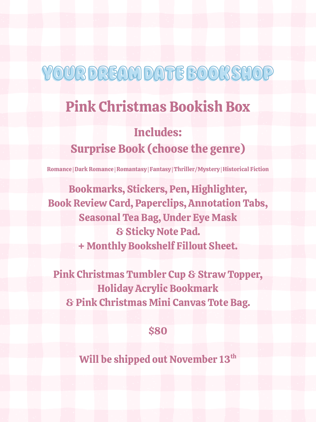 Pink Christmas Bookish Box